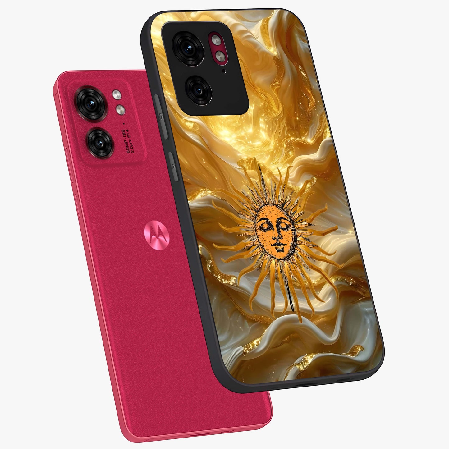 Eternal Golden Glow Glass Case displayed in angled mockup highlighting glowing golden aesthetic design with elegant style.
