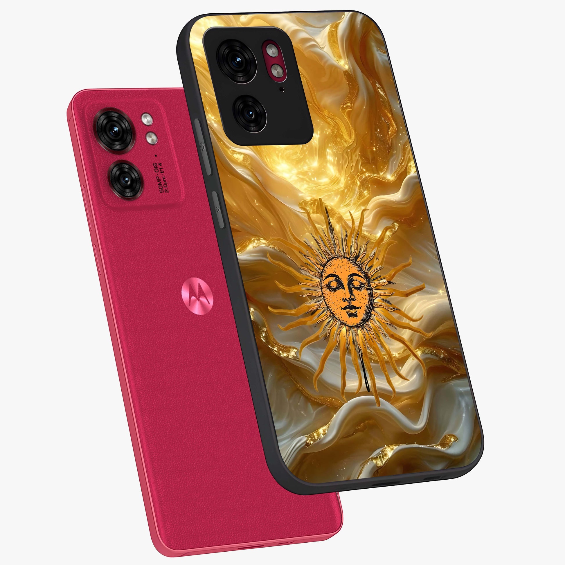 Eternal Golden Glow Glass Case displayed in angled mockup highlighting glowing golden aesthetic design with elegant style.