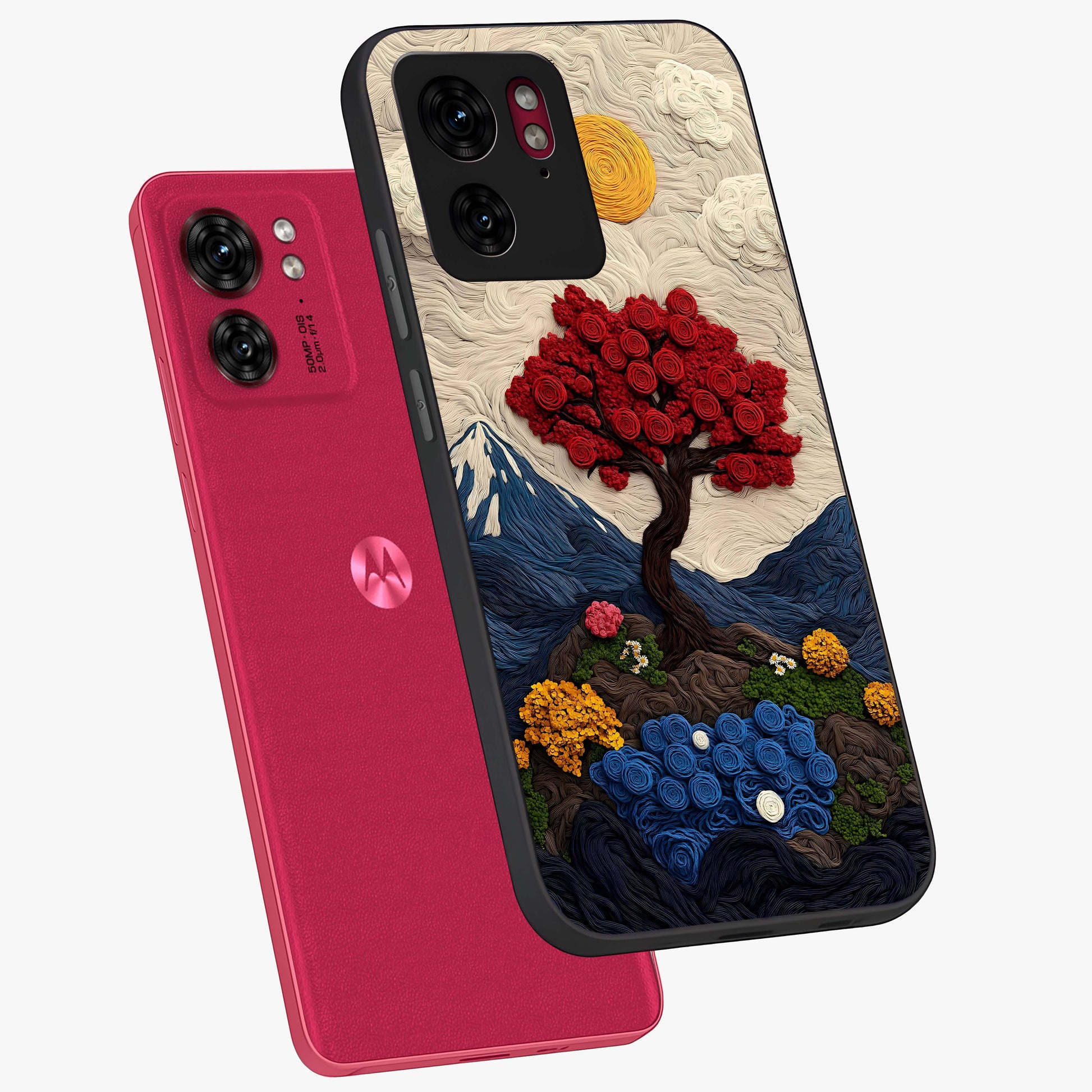 Eternal Nature Tapestry Glass Case displayed in angled mockup highlighting detailed botanical pattern with artistic aesthetic.