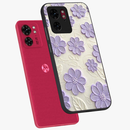 Floral Wall Art With Purple Flowers Glass Case displayed in angled mockup highlighting vibrant purple floral illustration with artistic aesthetic.