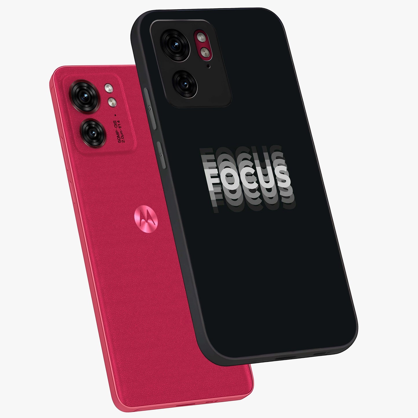 Focus Mode On Glass Case displayed in angled mockup highlighting clean minimal text artwork with modern aesthetic style.
