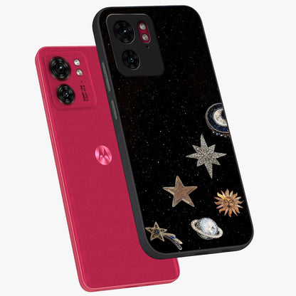 Galactic Charm Glow Glass Case displayed in angled mockup highlighting luminous galaxy inspired design with dreamy aesthetic.