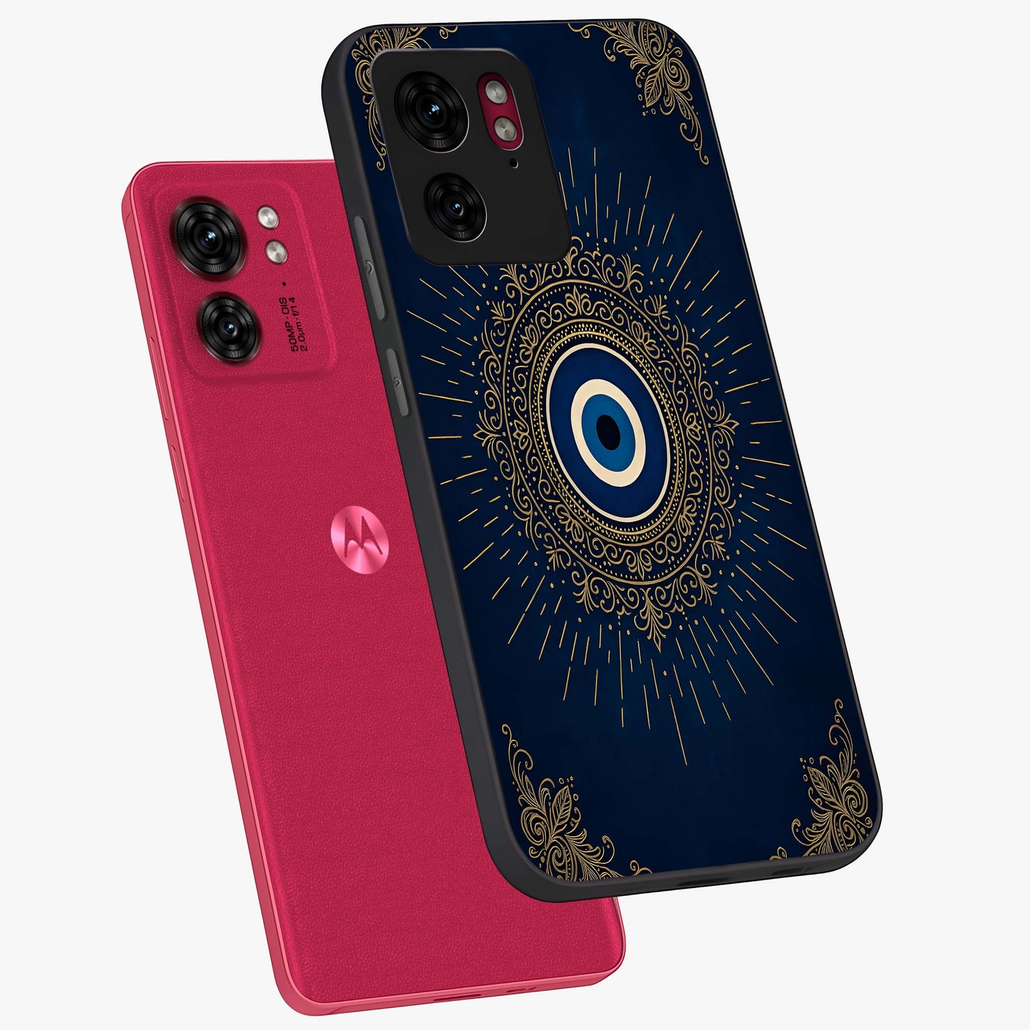Golden Celestial Charm Glass Case displayed in angled mockup highlighting sparkling cosmic charm design with celestial aesthetic.