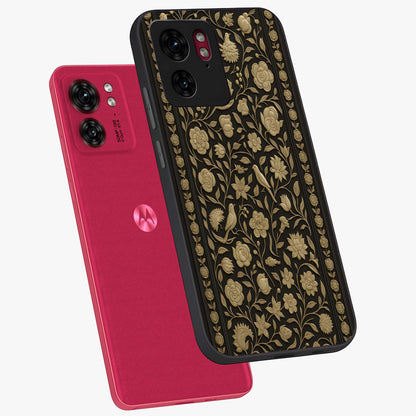 Golden Evil Eye Mandala Glass Case displayed in angled mockup highlighting protective evil eye symbol with golden mandala design.