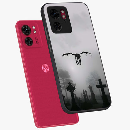 Graveyard Shadow Descent Glass Case displayed in angled mockup highlighting eerie shadow illustration with gothic aesthetic.