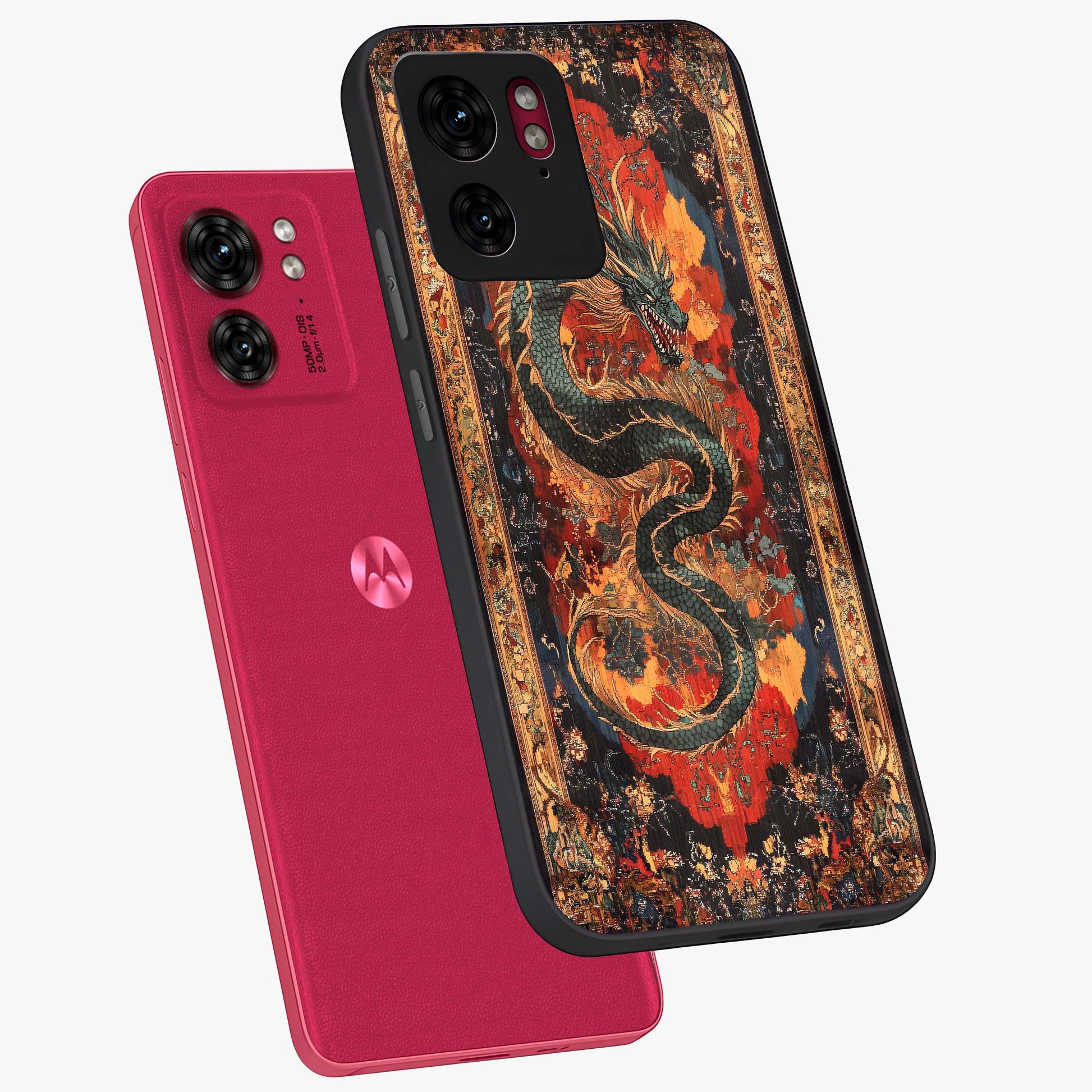 Inferno Dragon Soul Glass Case displayed in angled mockup highlighting powerful dragon illustration with inferno aesthetic.