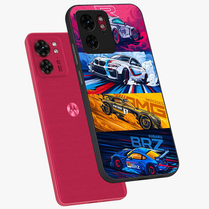 JDM Sports Car Glass Case displayed in angled mockup highlighting sleek Japanese racing car design with automotive aesthetic.