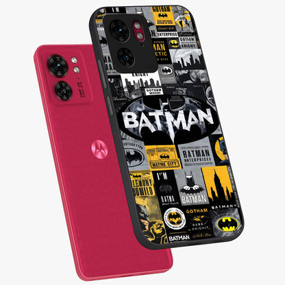 Knight Gotham Rise Glass Case displayed in angled mockup highlighting powerful knight silhouette design with dramatic aesthetic.