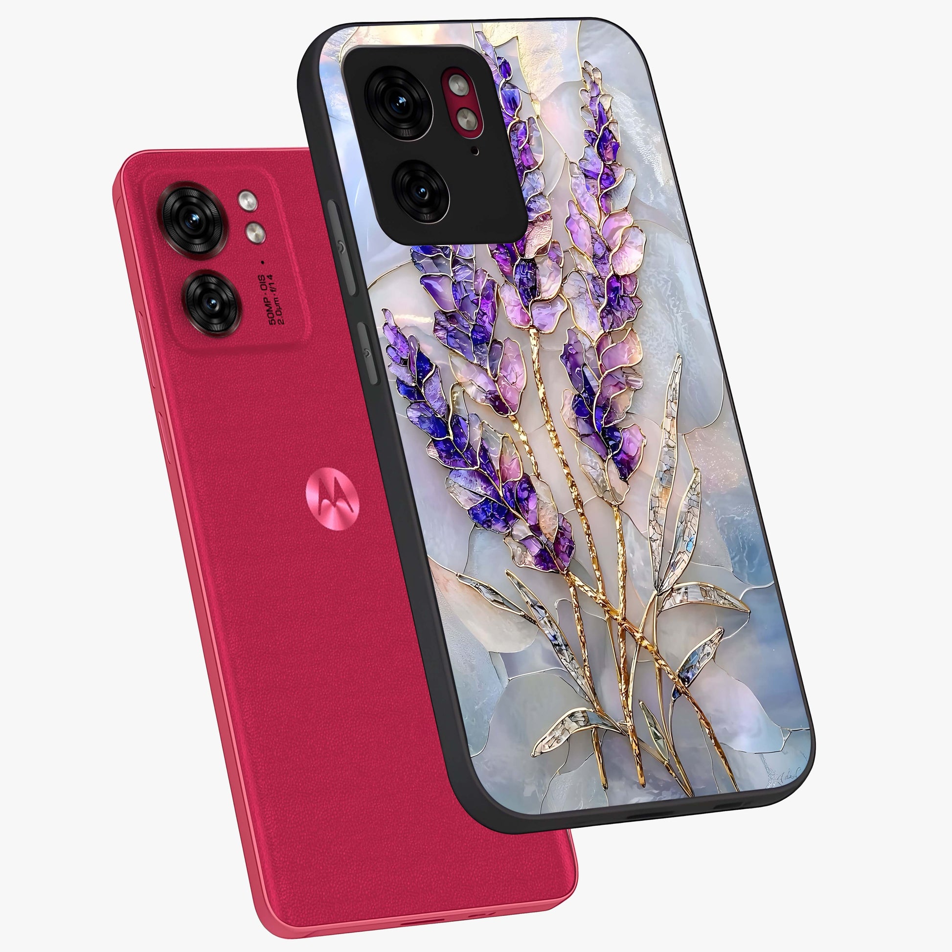 Lavender Dream Glow Glass Case displayed in angled mockup highlighting dreamy purple glow design with soft artistic style.
