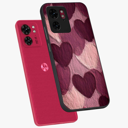 Layered Paper Hearts Glass Case displayed in angled mockup highlighting creative paper craft heart design with romantic aesthetic.