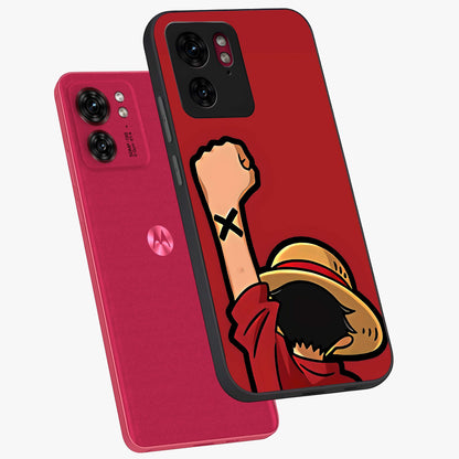 Luffy X Spirit Glass Case displayed in angled mockup highlighting powerful anime design with energetic action aesthetic.