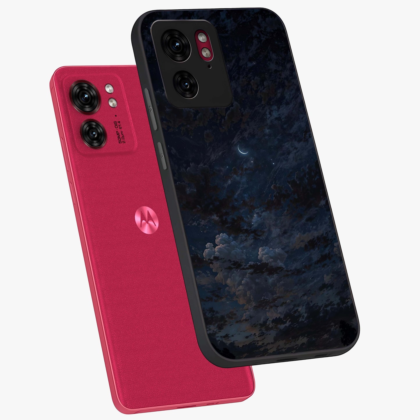 Lunar Veil Silence Glass Case displayed in angled mockup highlighting soft lunar design with peaceful celestial aesthetic.