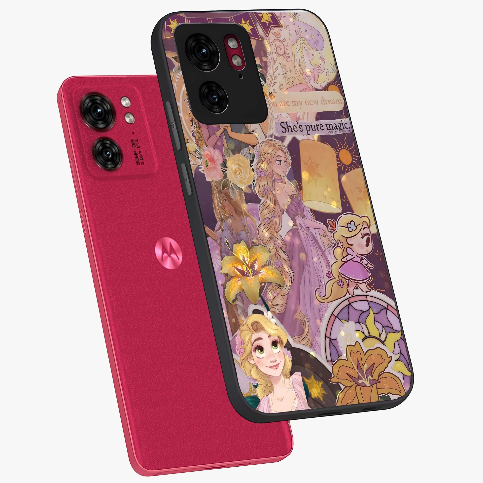 Magical Tangled Dream Glass Case displayed in angled mockup highlighting whimsical fantasy design with magical aesthetic.