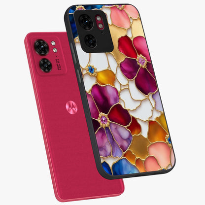 Marble Flower Pattern Glass Case displayed in angled mockup highlighting elegant marble floral design with modern aesthetic.