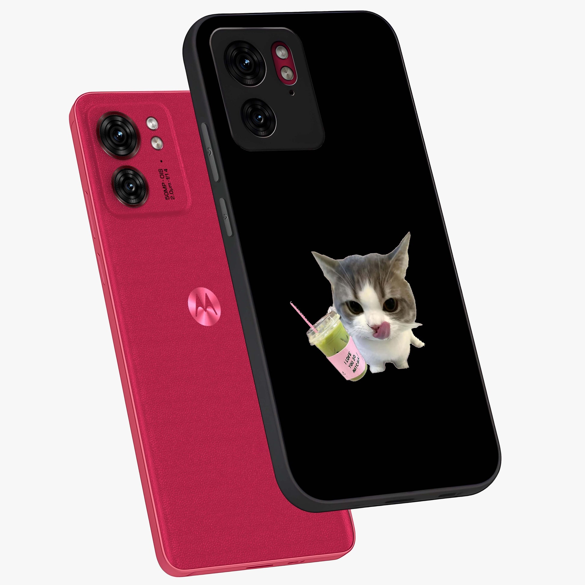 Matcha Cat Style Glass Case displayed in angled mockup highlighting playful feline design with pastel matcha aesthetic.