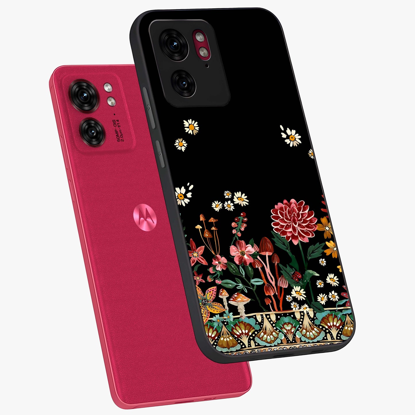 Midnight Bloom Pattern Glass Case displayed in angled mockup highlighting elegant flower design with midnight aesthetic style.