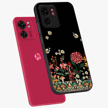 Midnight Bloom Pattern Glass Case displayed in angled mockup highlighting elegant flower design with midnight aesthetic style.