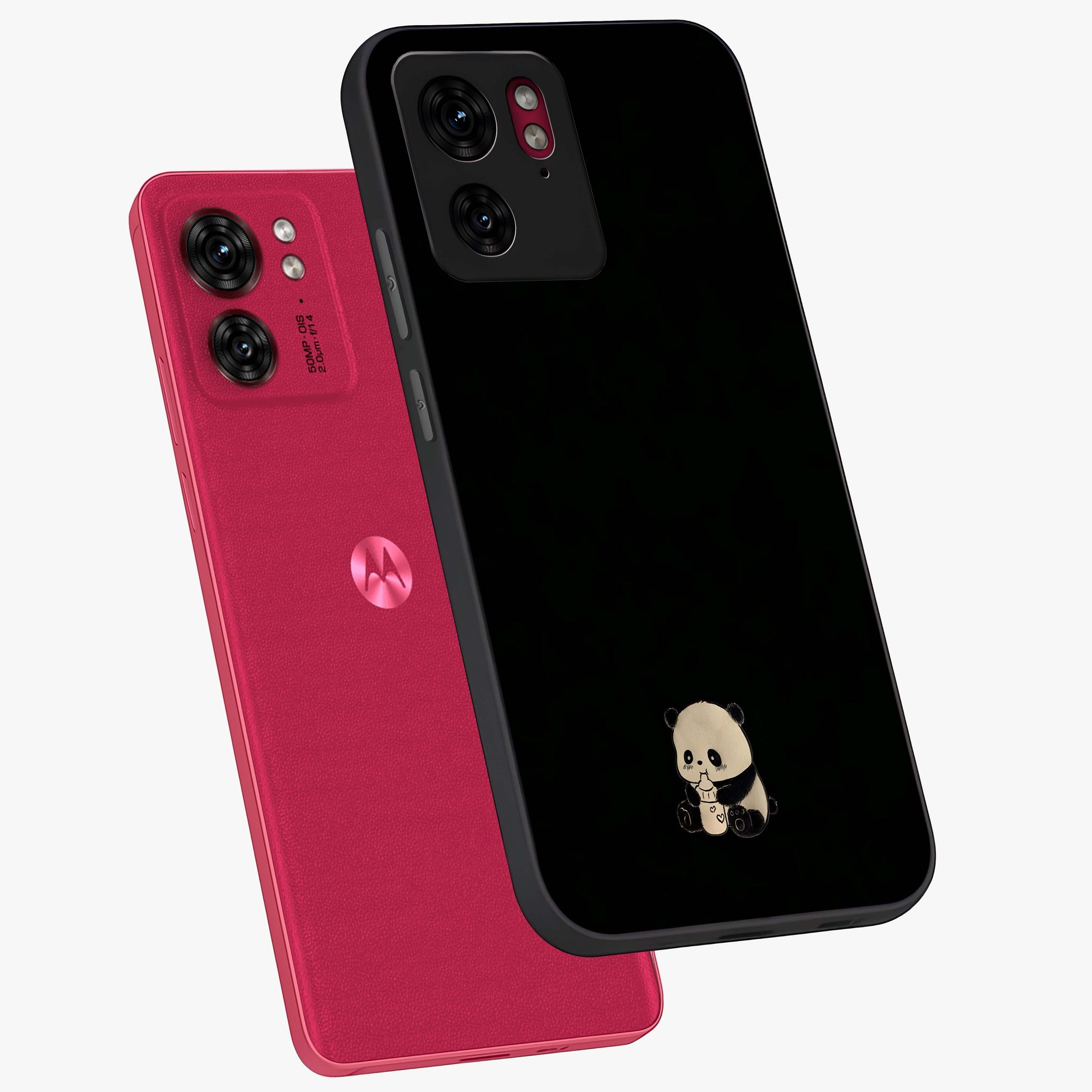 Midnight Panda Love Glass Case displayed in angled mockup highlighting adorable panda illustration with midnight aesthetic.