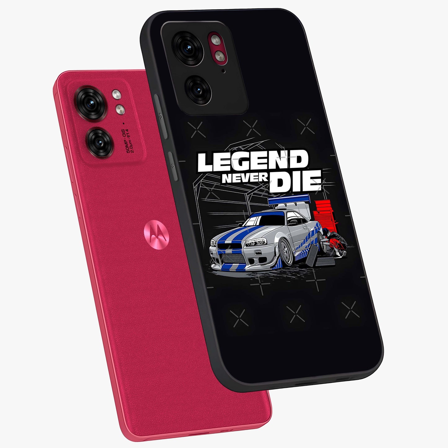 Midnight Racing Legacy Glass Case displayed in angled mockup highlighting dynamic automotive design with bold midnight aesthetic.