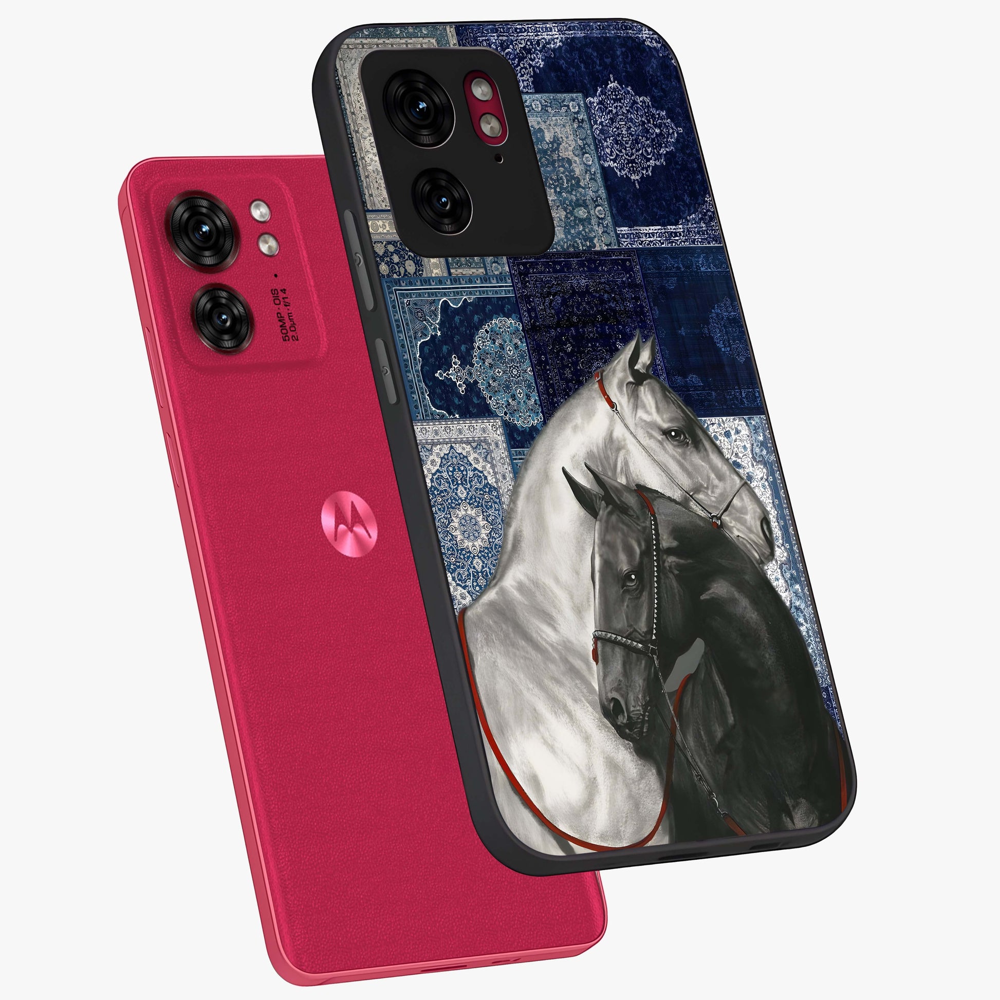 Midnight Stallion Blues Glass Case displayed in angled mockup highlighting powerful stallion illustration with deep midnight tones.
