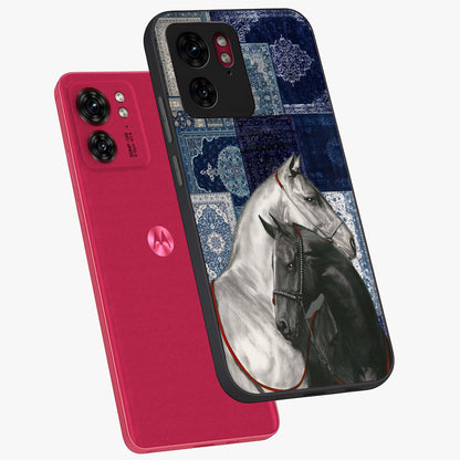 Midnight Stallion Blues Glass Case displayed in angled mockup highlighting powerful stallion illustration with deep midnight tones.