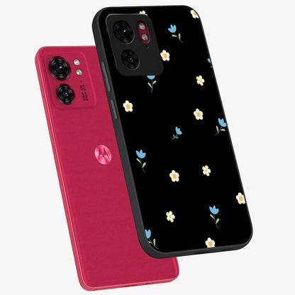Minimal Petal Whispers Glass Case displayed in angled mockup highlighting delicate petal design with clean minimal aesthetic.