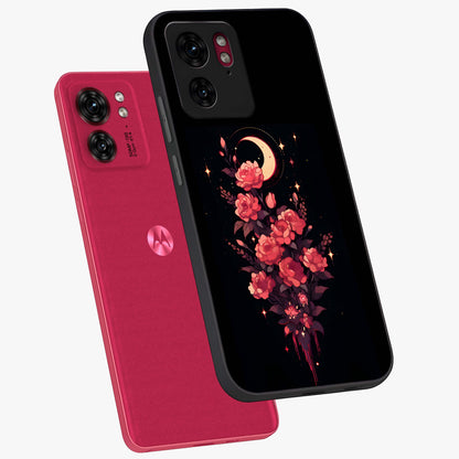 Moonlit Floral Elegance Glass Case displayed in angled mockup highlighting graceful flower design with soft moonlight aesthetic.