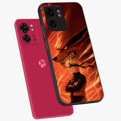 Nine Tails Legacy Glass Case displayed in angled mockup highlighting dynamic anime beast illustration with bold mystical aesthetic.
