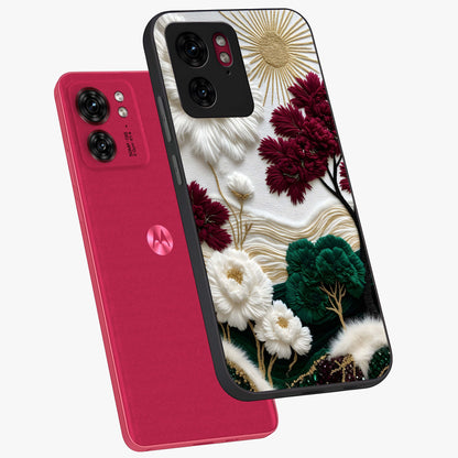 Radiant Bloom Elegance Glass Case displayed in angled mockup highlighting graceful floral design with radiant aesthetic style.