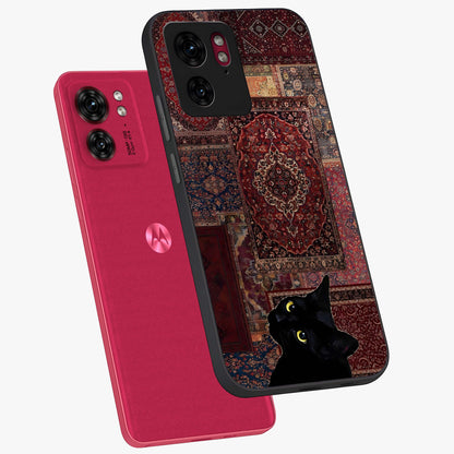 Regal Magic Cat Apple Glass Case displayed in angled mockup highlighting whimsical feline design with fantasy aesthetic.