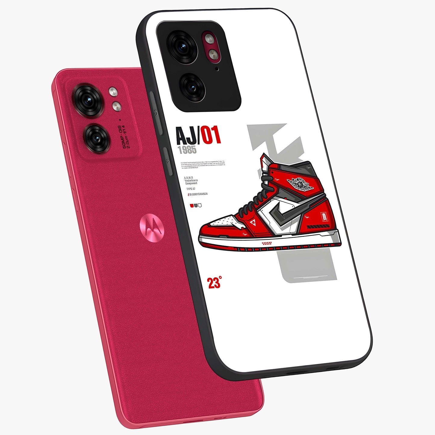 Retro Sneaker Blueprint Glass Case displayed in angled mockup highlighting detailed shoe design with sporty retro aesthetic.