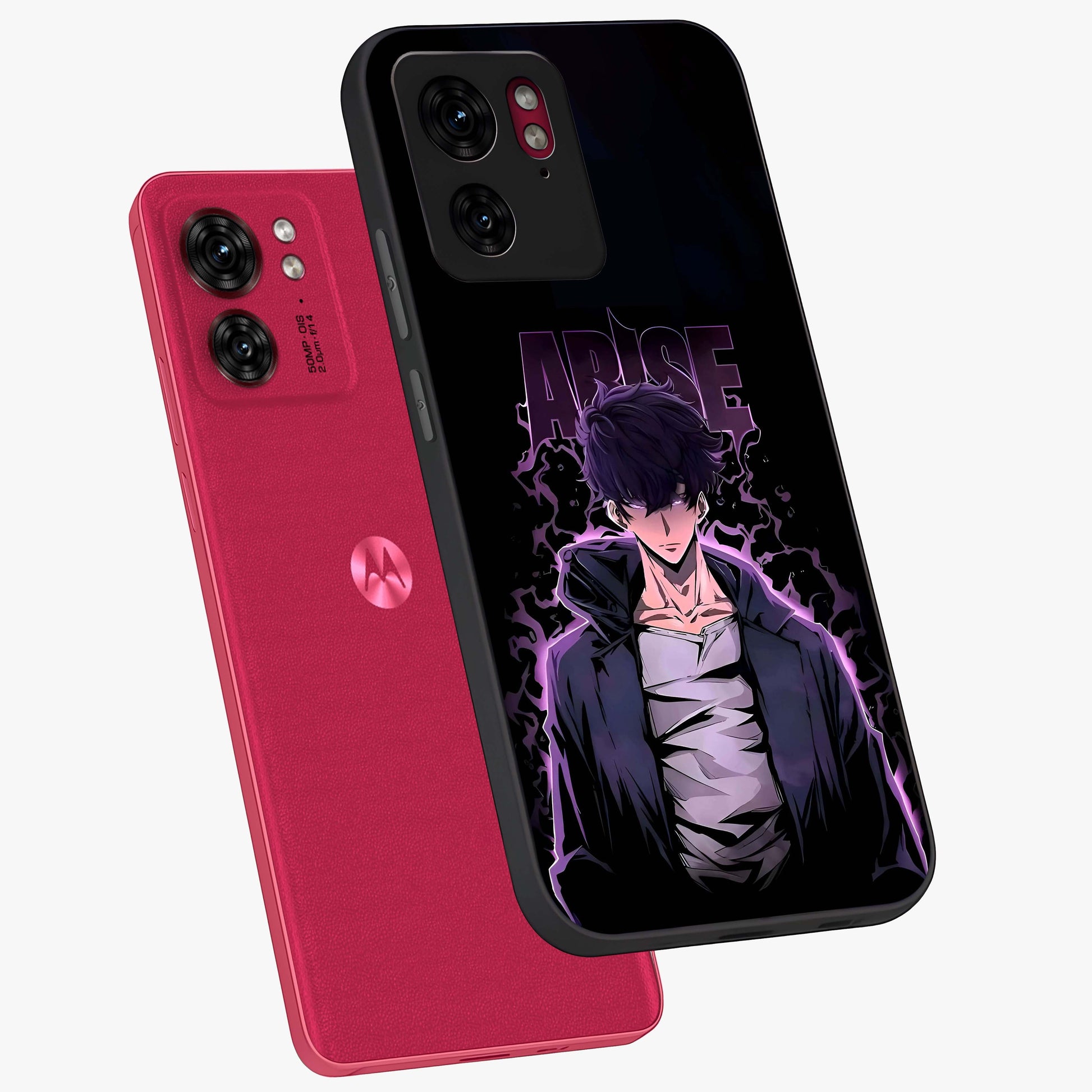 Shadow Monarch Awakening Glass Case displayed in angled mockup highlighting dramatic shadow warrior design with fantasy aesthetic.
