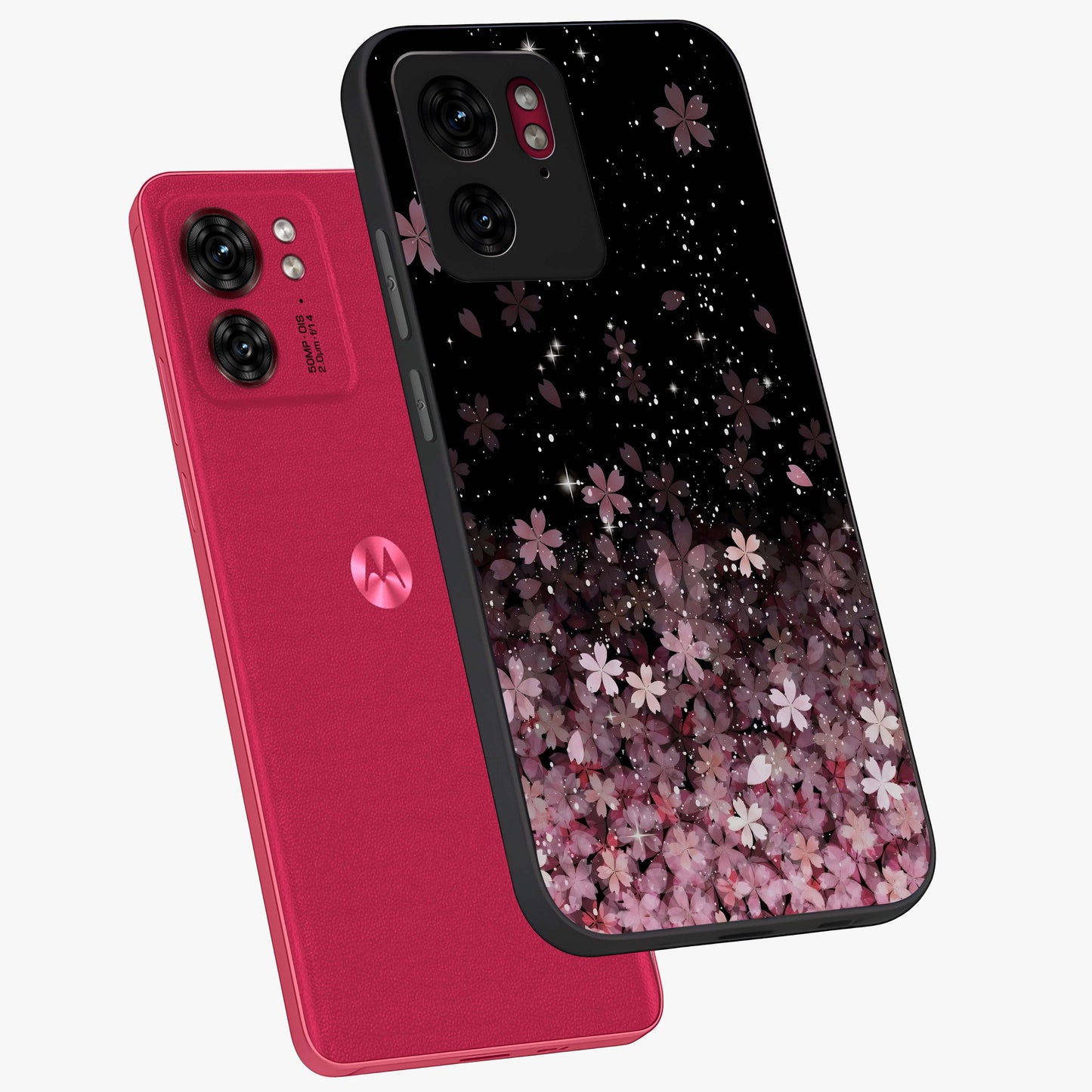 Small Starry Flowers Glass Case displayed in angled mockup highlighting tiny flower pattern with celestial aesthetic style.