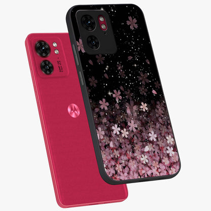 Small Starry Flowers Glass Case displayed in angled mockup highlighting tiny flower pattern with celestial aesthetic style.