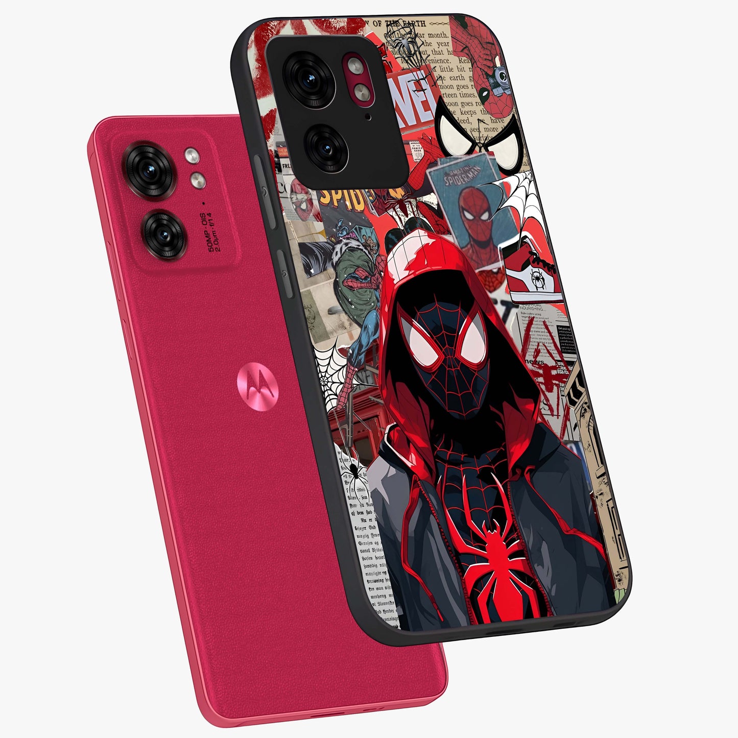 Spider Collage Street Glass Case displayed in angled mockup highlighting dynamic street style collage design with comic aesthetic.