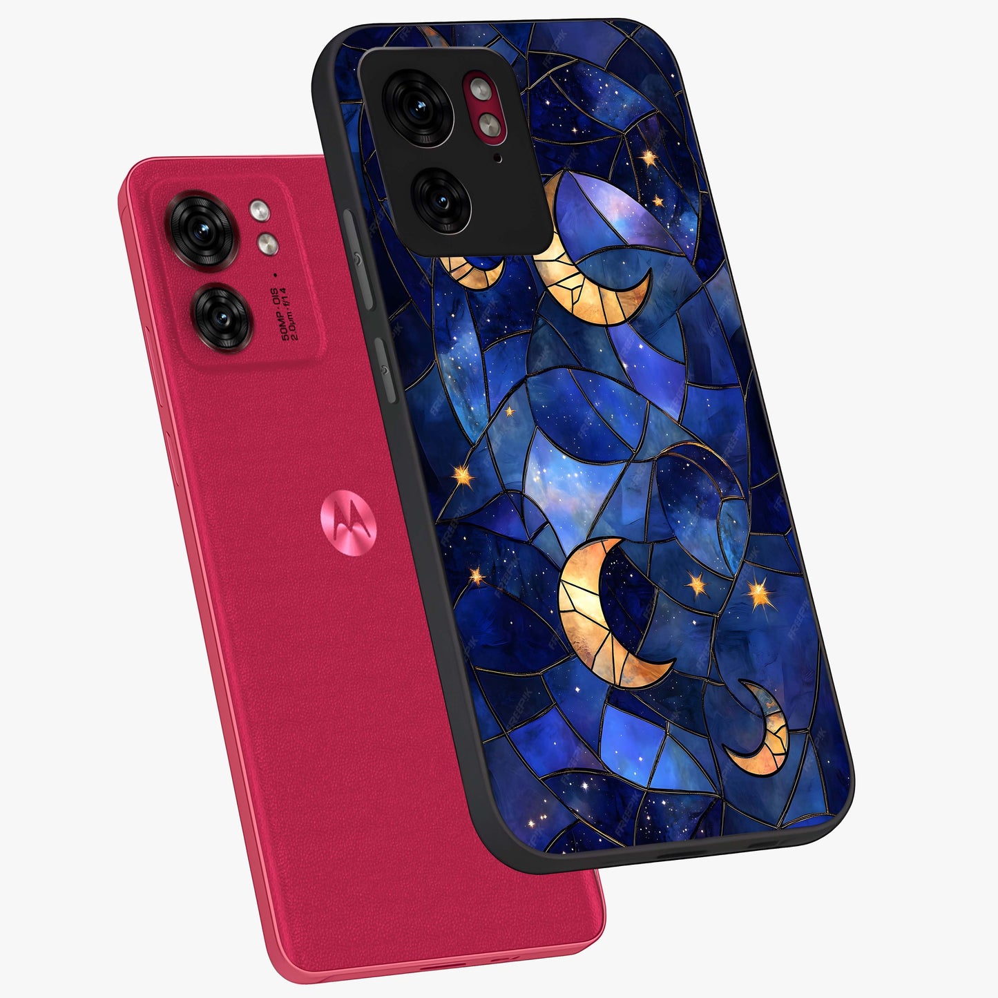 Starlit Sky Tapestry Glass Case displayed in angled mockup highlighting celestial night pattern with artistic aesthetic style.