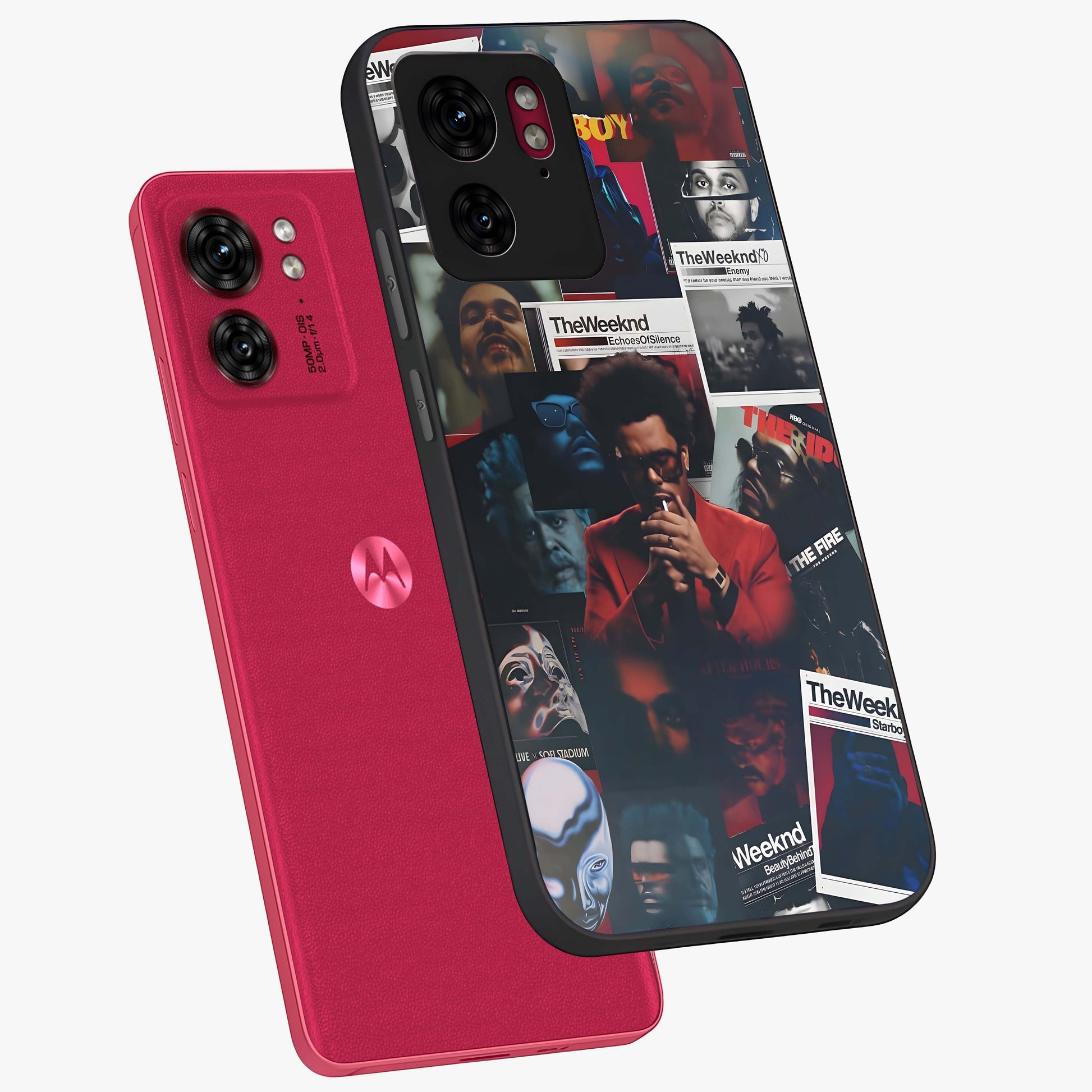 The Weeknd Glass Case displayed in angled mockup highlighting stylish pop culture inspired design with modern aesthetic.
