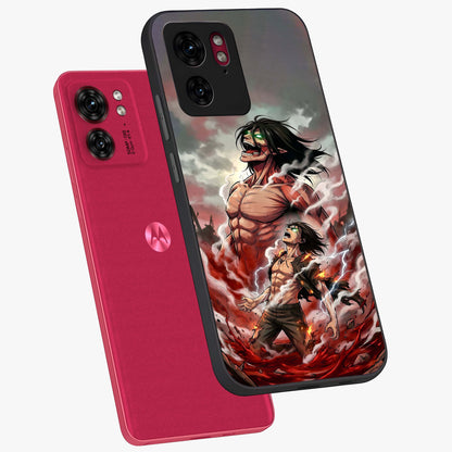 Titan Awakening Fury Glass Case displayed in angled mockup highlighting dramatic giant warrior design with bold anime aesthetic.