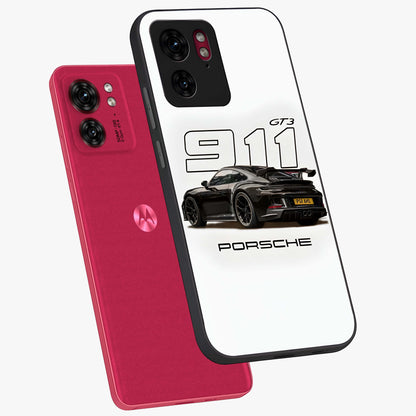 Turbo Legacy Icon Glass Case displayed in angled mockup highlighting dynamic automotive design with performance aesthetic.