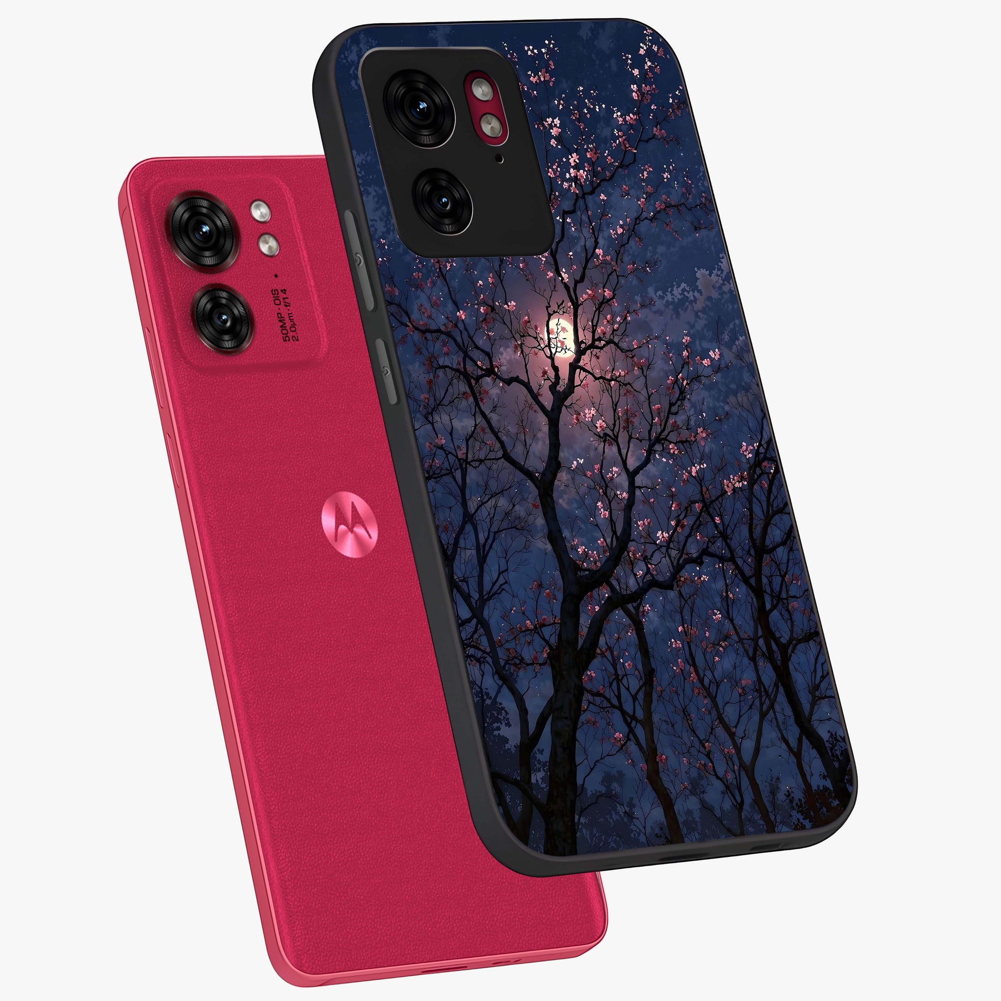 Twilight Sakura Serenade Glass Case displayed in angled mockup highlighting delicate sakura flower design with dreamy aesthetic.
