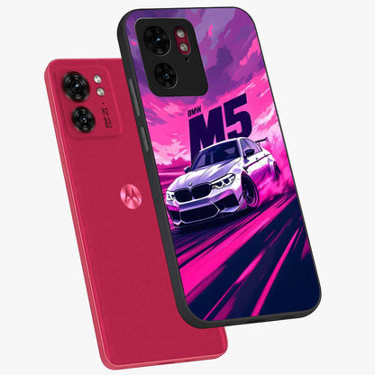 Velocity Drift Pulse Glass Case displayed in angled mockup highlighting dynamic drift design with sporty automotive aesthetic.