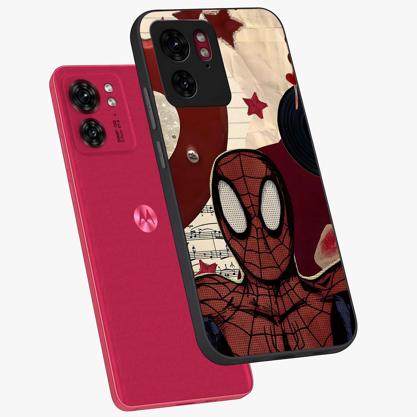 Web Warrior Vibes Glass Case displayed in angled mockup highlighting dynamic web design with comic style aesthetic.