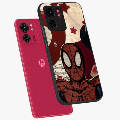 Web Warrior Vibes Glass Case displayed in angled mockup highlighting dynamic web design with comic style aesthetic.