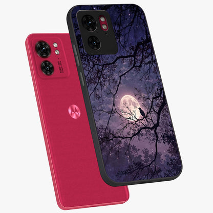 Whispering Moon Silence Glass Case displayed in angled mockup highlighting calm lunar design with dreamy night aesthetic.