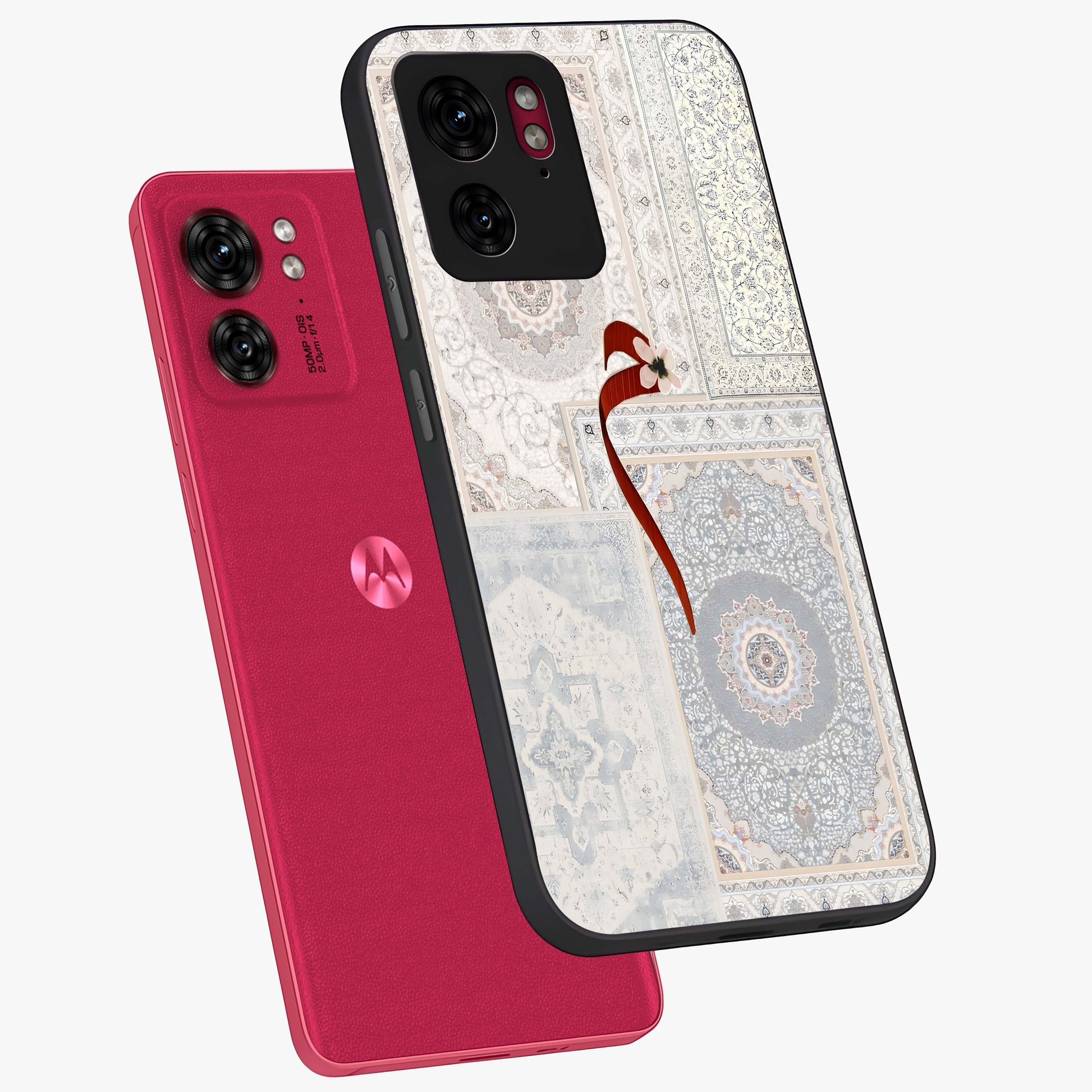 White Aesthetic Bow Glass Case displayed in angled mockup highlighting clean bow design with soft aesthetic style.