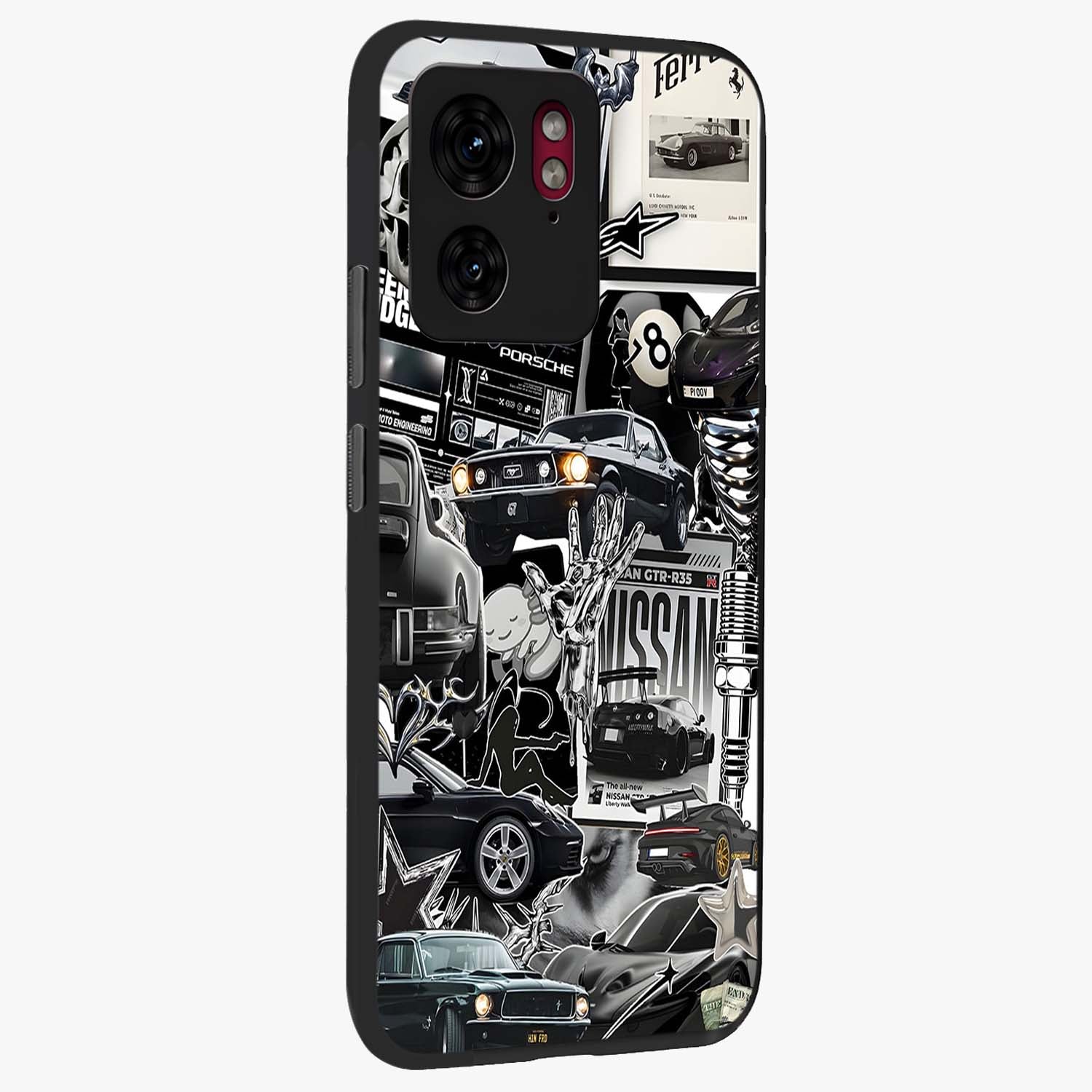 Aesthetic Dark Love Glass Case upright view showcasing dramatic romantic artwork with modern aesthetic style.