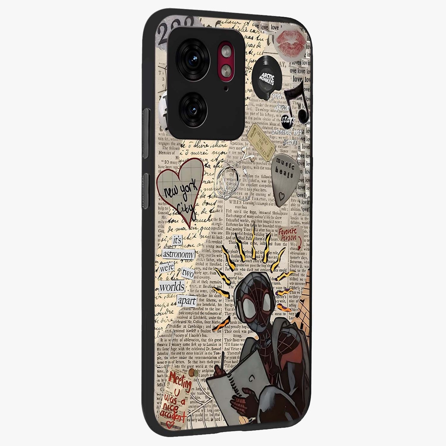 City Dream Sketch Glass Case upright view showcasing urban skyline artwork with stylish hand drawn design.