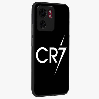 Cr7 Elite Strike Glass Case upright view showcasing energetic football inspired design with modern sports aesthetic.