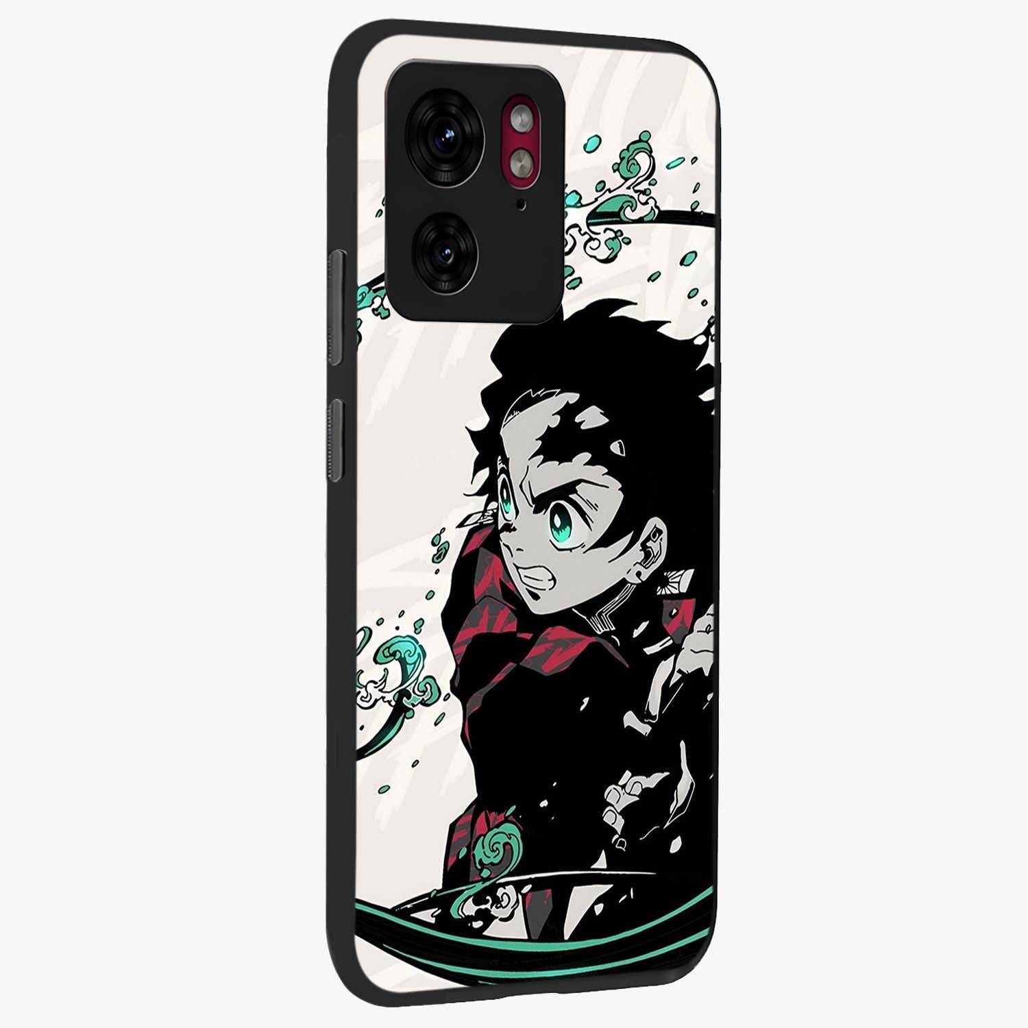 Demon Slayer Glass Case upright view showcasing powerful anime artwork with intense warrior theme.