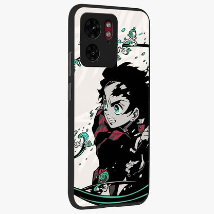 Demon Slayer Glass Case upright view showcasing powerful anime artwork with intense warrior theme.